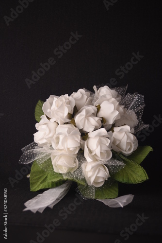 Silk bouquet of white roses