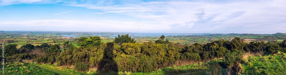 panorama view of sunny winter countryside in Downpatrick,Northern Ireland panorama view of sunny winter countryside in Downpatrick,Northern Ireland