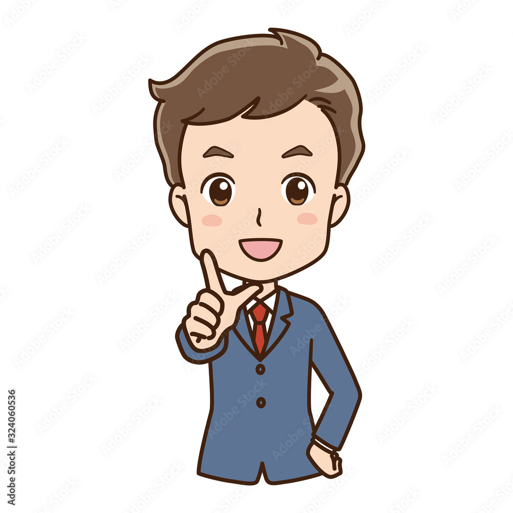 指をさす男性　ビジネスマン　イラスト