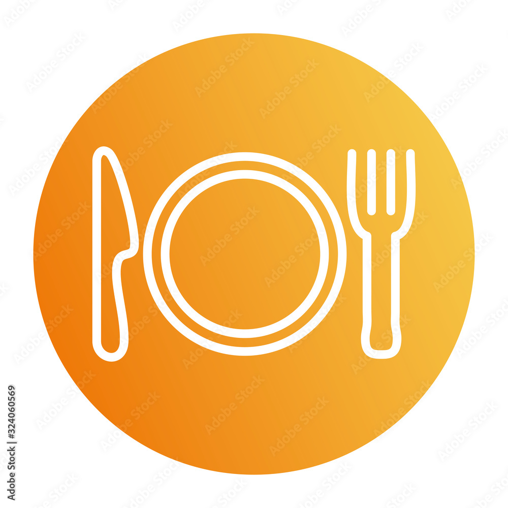 Isolated cutlery and plate block style icon vector design Isolated cutlery and plate block style icon vector design