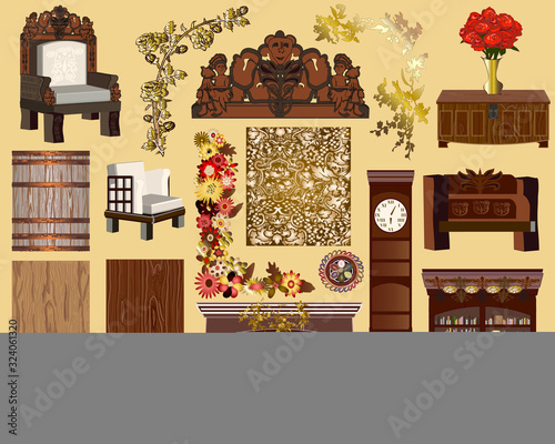 Antique Furniture Vector Kit - For print, web, apps, games, media