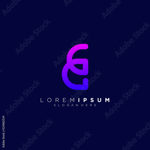 letter E logo design vector full of color