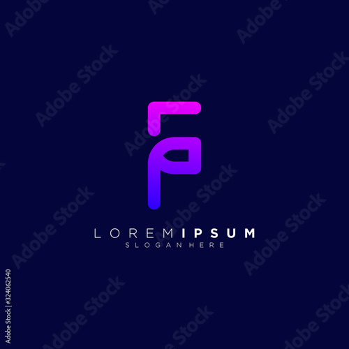 letter F full color vector design logo
