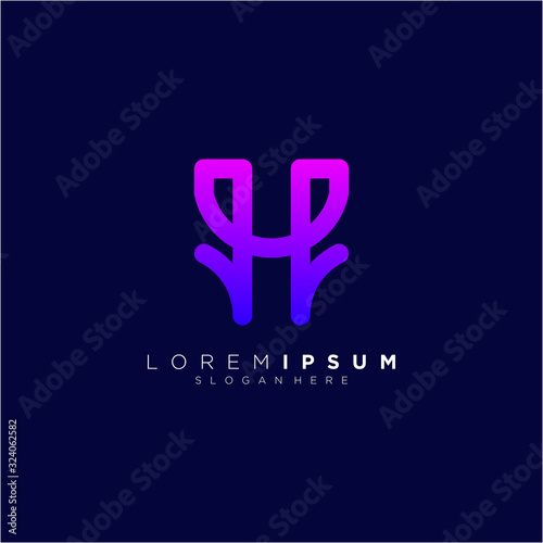 letter H full color vector design logo