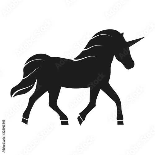 Unicorn silhouette on white background