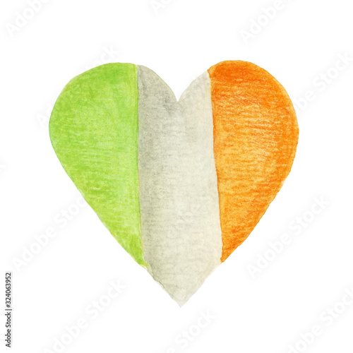 Canvas Print Heart in the colors of the Irish flag