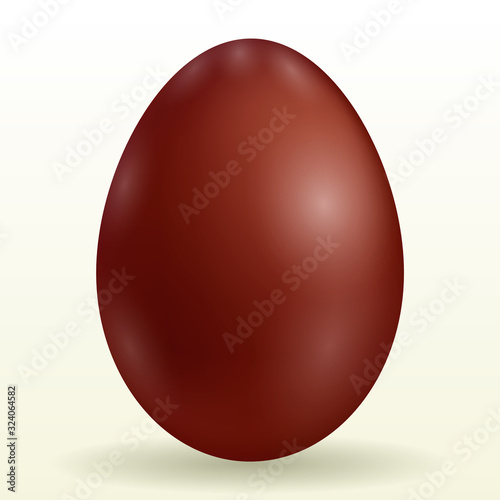 Brown sweet chocolate egg on white background. Vector illustration