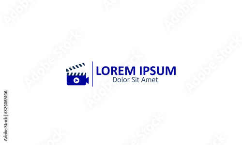 Design double in a movie vector picture, play, cut, action, Film production concept illustration, video maker or director, logo template vector icon in flat style. eps 10