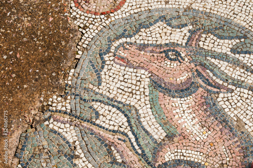 Mosaics in the floor of the old roman Villa del Casale of the 4th century A.C. Unesco world heritage, Piazza Armerina, Sicily