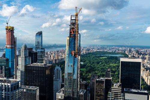 Construction of skyscrapers in Manhattan, New York City, USA