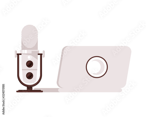 radio microphone retro with laptop