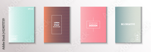 Wavy Minimal Cover Vector Set. Glam Magazine Page. Pattern Gradient 