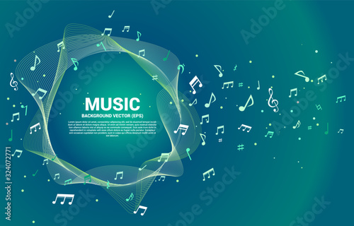 Vector template music melody note dancing flow . Concept background for song and concert theme.