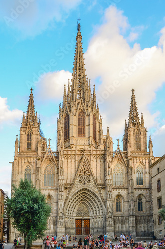 The Cathedral of the Holy Cross and Saint Eulalia also known as Barcelona Cathedral, is the Gothic cathedral and seat of the Archbishop of Barcelona, Catalonia, Spain © Chernobrovin