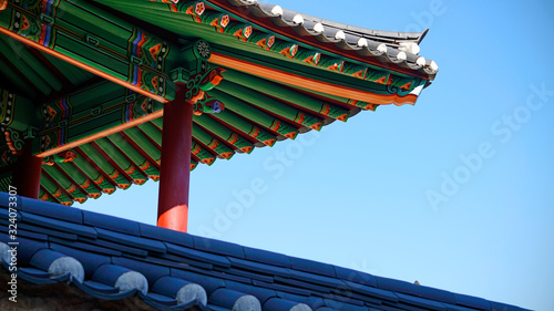 colorful eaves under the blue sky