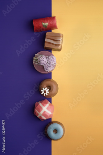 Colored fancy sweet chocolate assortment