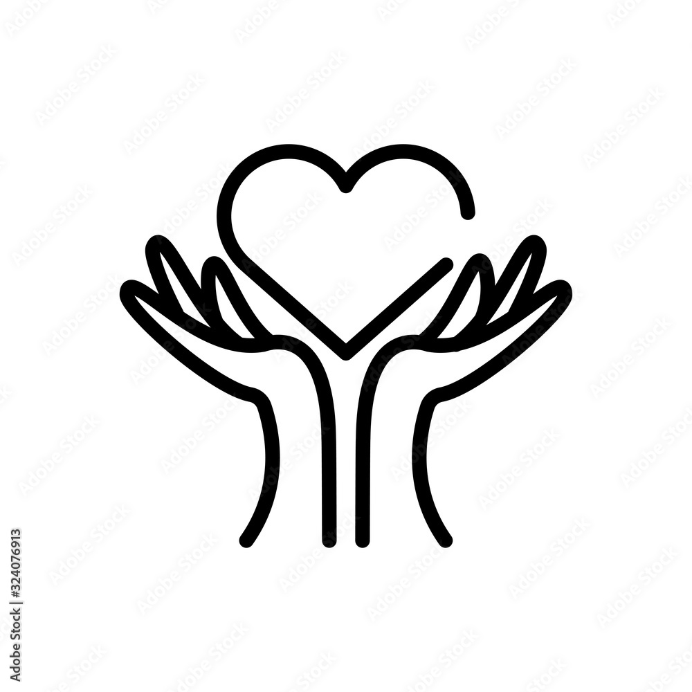 hands up with heart, line style icon hands up with heart, line style icon