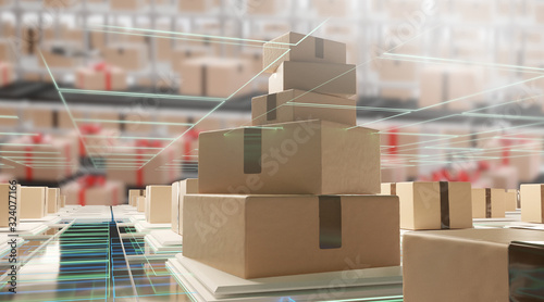 postal parcel logistics shipping parcels 3d-illustration brown packages
