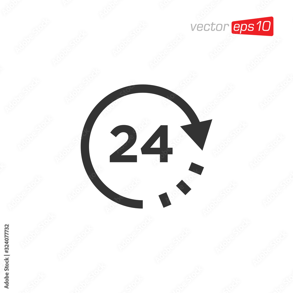 24 Hour Open Icon Logo Design Vector 24 Hour Open Icon Logo Design Vector