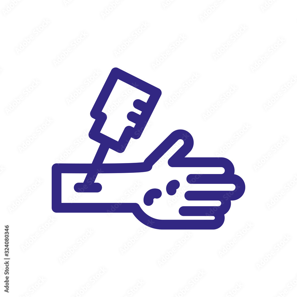 vaccine injection in hand icon, thick line style vaccine injection in hand icon, thick line style