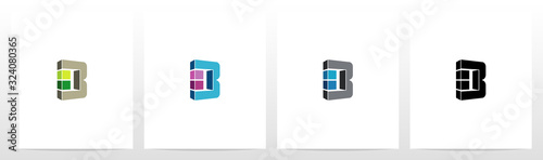 Rectangle Block On Letter Logo Design B