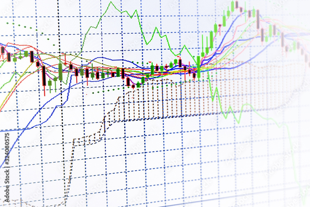 Obraz premium Candle stick graph chart of stock market investment trading.