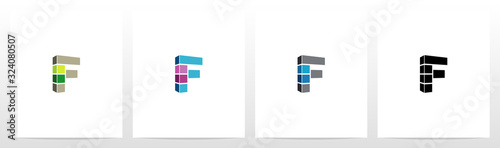 Rectangle Block On Letter Logo Design F