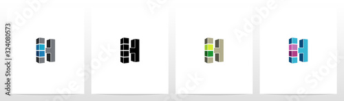 Rectangle Block On Letter Logo Design H