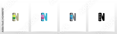Rectangle Block On Letter Logo Design N