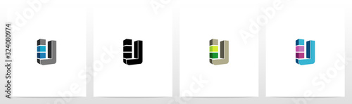Rectangle Block On Letter Logo Design U