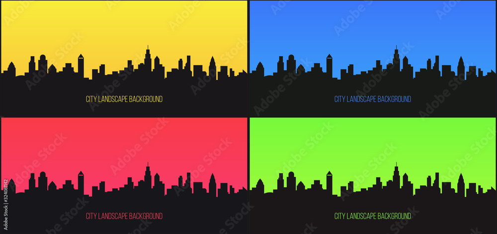 City skyline silhouette. Cityscape abstract modern design. Big city panorama view. Cities panorama backgrounds. Skyscrapers, building office. Urban vector landscape