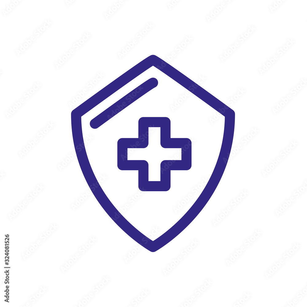 shield with medical cross icon, thick line style shield with medical cross icon, thick line style