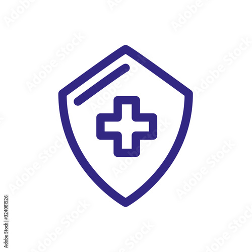 shield with medical cross icon, thick line style