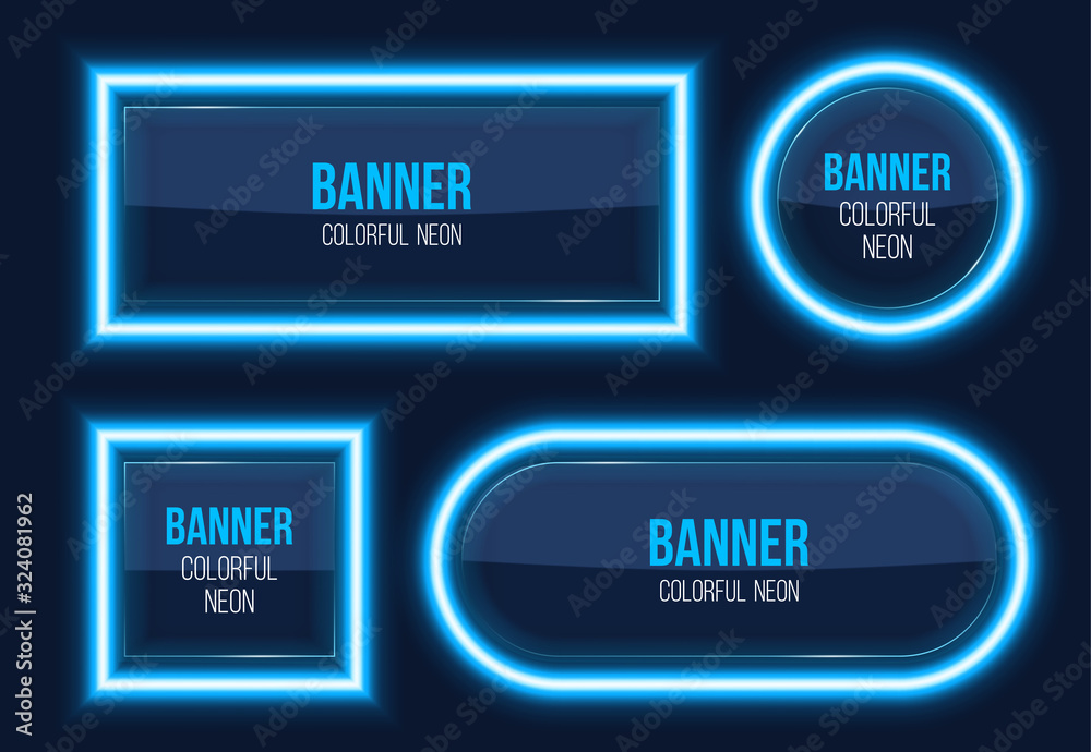 Creative vector illustration of neon glass banner isolated on background. Art design geometric glowing shapes template. Abstract concept graphic trendy transparent billboard with lights element
