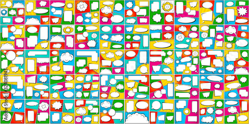 Creative vector illustration of comics pop art style blank layout, banner set background. Art design cartoon template. Abstract concept graphic cloud, sale element