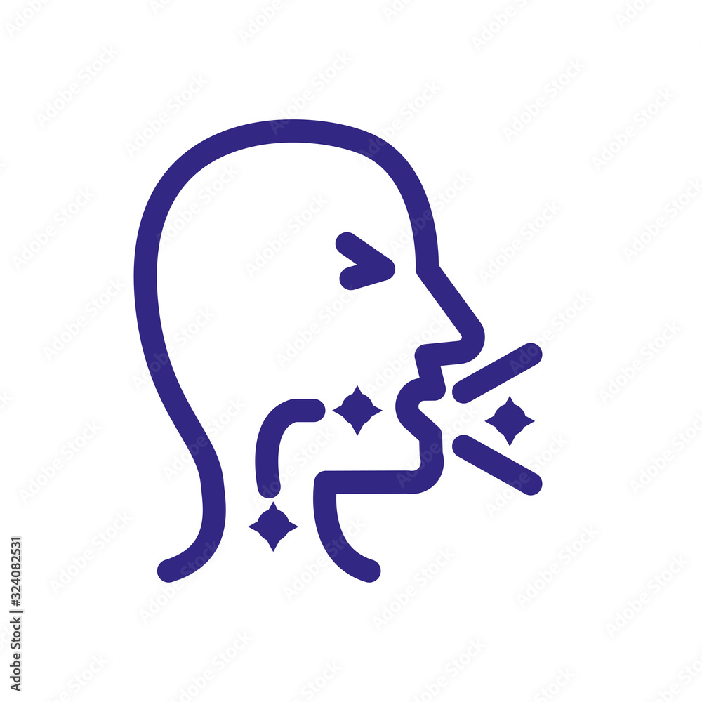 sickness man coughing, thick line style sickness man coughing, thick line style