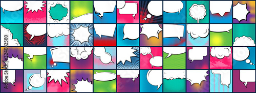 Fotografie, Obraz Creative vector illustration of comic banner, pop art speech bubble, cartoon background