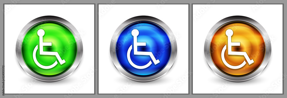 Wheelchair handicap icon modern eyeball round button set illustration Wheelchair handicap icon modern eyeball round button set illustration