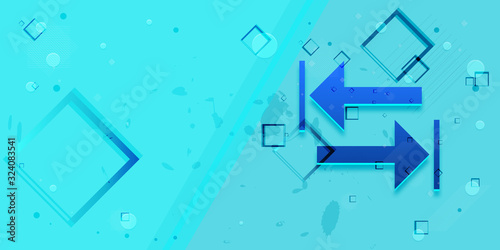 Transfer arrow icon flat abstract design cyan blue banner illustration