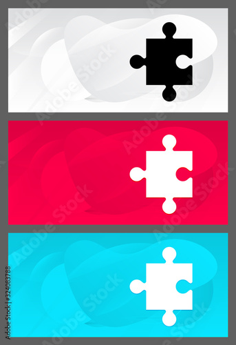 Puzzle icon trendy modern flat design abstract banner set illustration