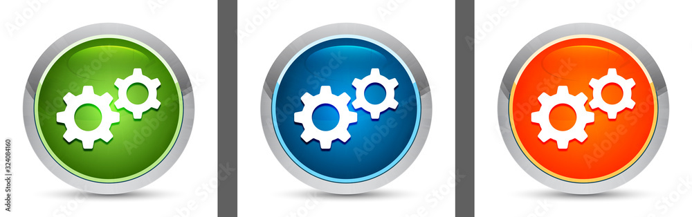 Settings process icon modern design round button set illustration Settings process icon modern design round button set illustration