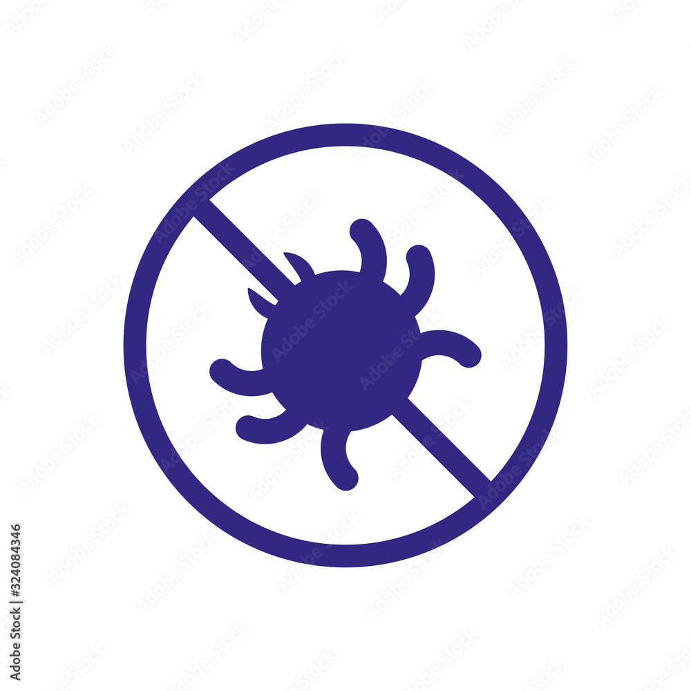 Forbidden Sign With Virus Particle Icon, thick line style Forbidden Sign With Virus Particle Icon, thick line style