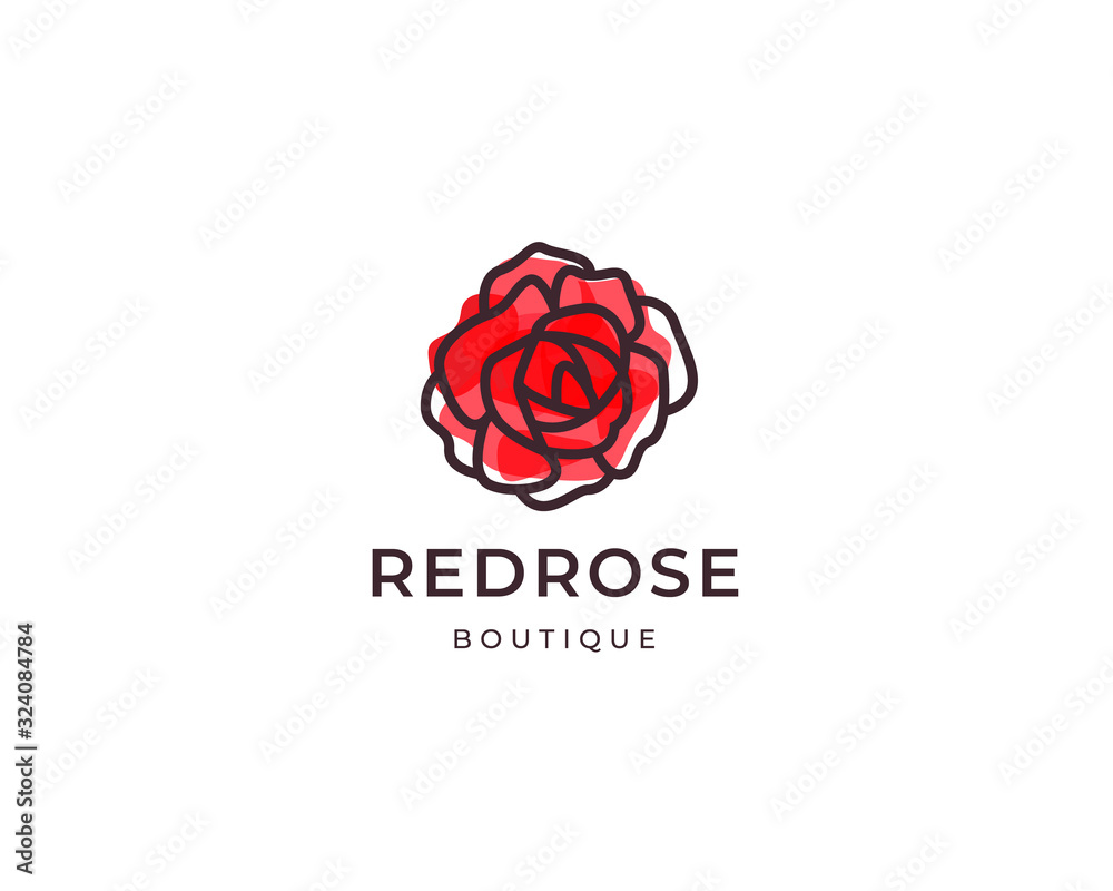Red rose vector logo template - obrazy, fototapety, plakaty 