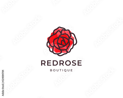 Red rose vector logo template
