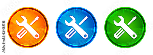 Tools icon shiny abstract round button set illustration