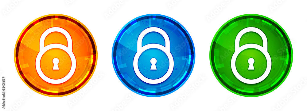 Padlock close icon shiny abstract round button set illustration