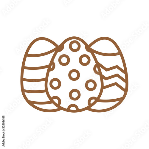 Happy easter eggs line style icon vector design