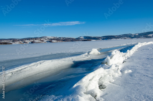 Frozen lake and surroundings