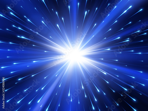Blue explosion background with rays. Vector absrtact illustration