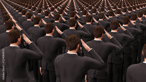 businessman crowd military salute dictatorship 3D illustration photo